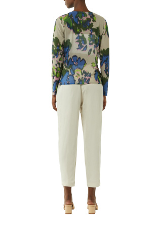 Футболка из трикотажа-мэш с цветочным орнаментом Comma