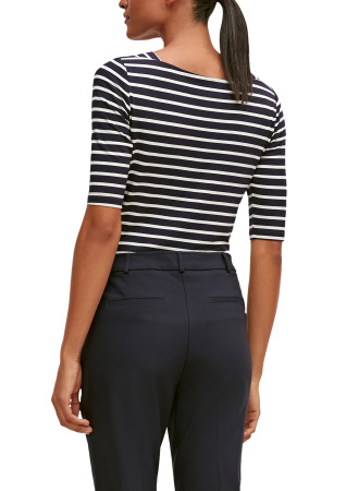 Полосатая темно-синяя футболка с рукавами средней длины Comma