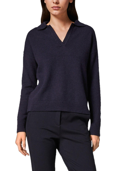 Темно-синий джемпер с отложным воротником Comma