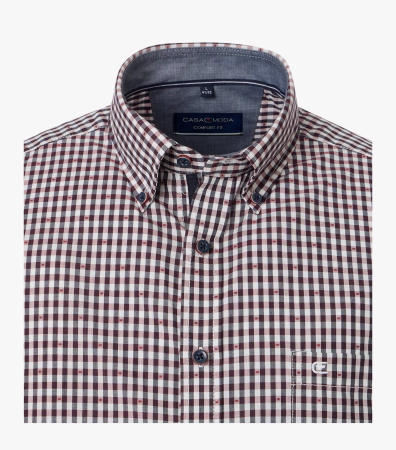 Сорочка в бордовую клетку casual fit Casa Moda