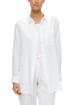 Длинная льняная блуза белого цвета S.Oliver