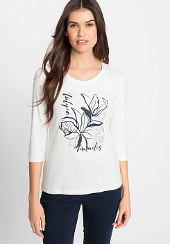 Белая футболка с принтом с рукавом 3/4 Olsen