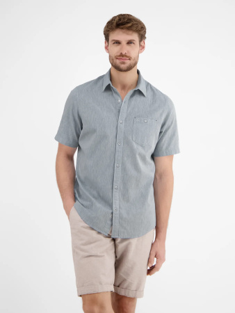 Сорочка из смеси льна и хлопка сине-серая Lerros
