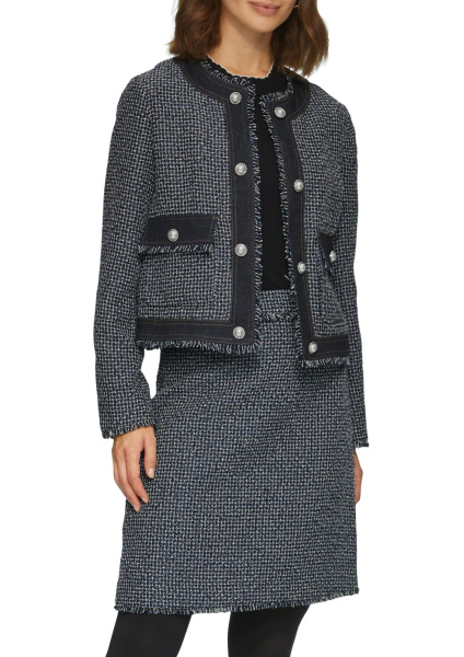 Жакет в стиле шанель с окантовкой из денима S.Oliver