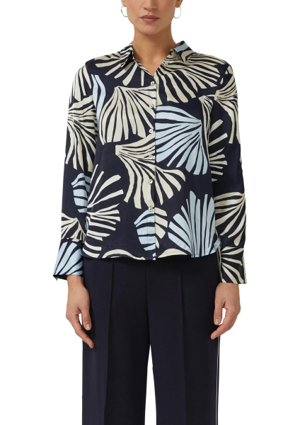 Блузка из вискозы с принтом и оптикой атласа S.Oliver