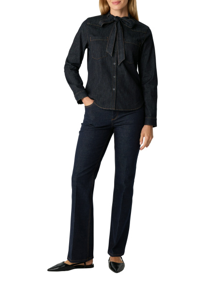 Мягкая джинсовая рубашка с завязкой на шее Comma