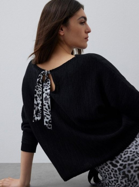 Джемпер с лентой с леопардовым принтом на спине Comma