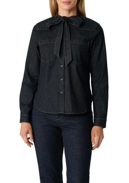 Мягкая джинсовая рубашка с завязкой на шее Comma