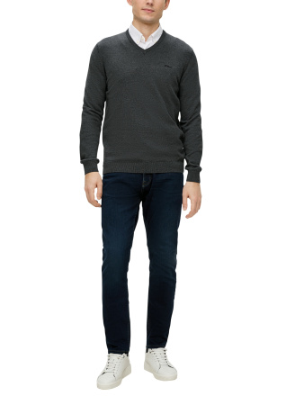 Базовый хлопковый джемпер с V-горлом S.Oliver