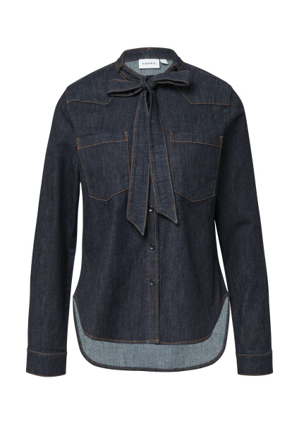 Мягкая джинсовая рубашка с завязкой на шее Comma