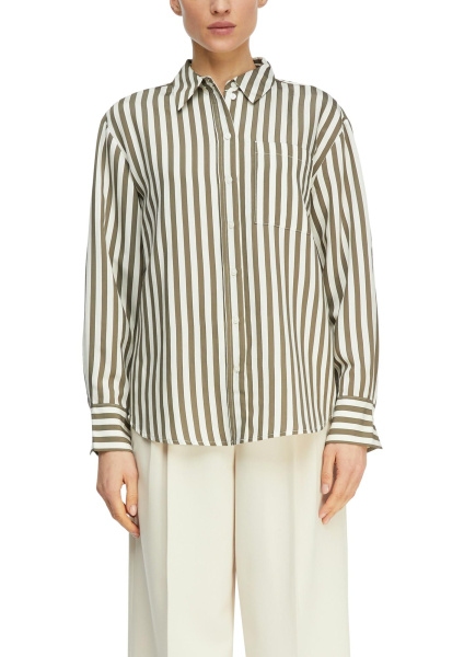 Блуза в полоску хаки с эффектом жаккарда Comma