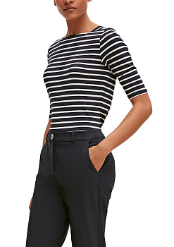 Полосатая темно-синяя футболка с рукавами средней длины Comma