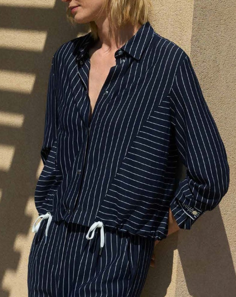 Блуза из струящейся вискозы в полоску Lebek (Лебек)