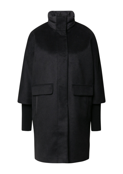 Полушерстяное пальто со стеганым воротником  Comma