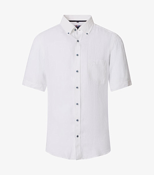 Белая льняная сорочка с коротким рукавом Casa Moda