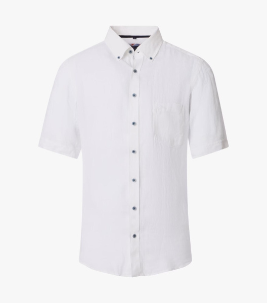 Белая льняная сорочка с коротким рукавом Casa Moda
