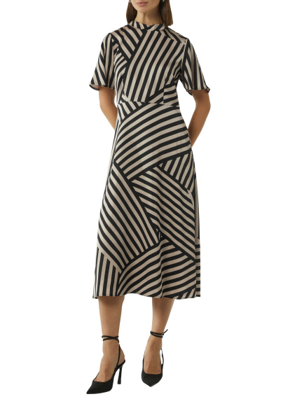 Платье в фантазийную полоску из вискозы Comma