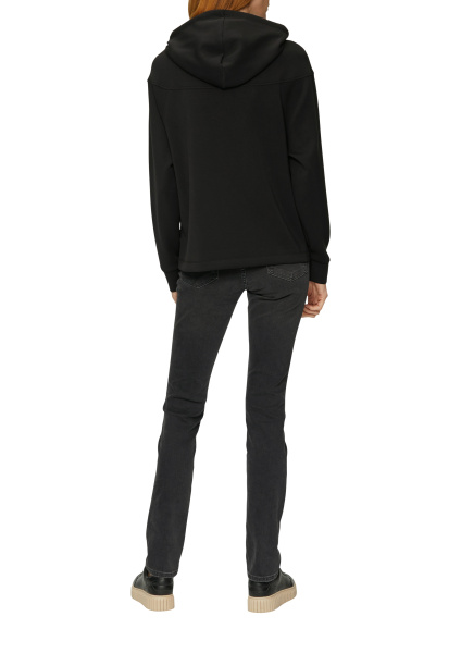 Чёрный свитшот с капюшоном из трикотажа скуба S.Oliver