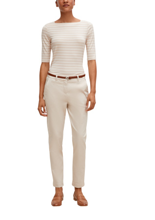 Полосатая бежевая футболка с рукавами средней длины Comma