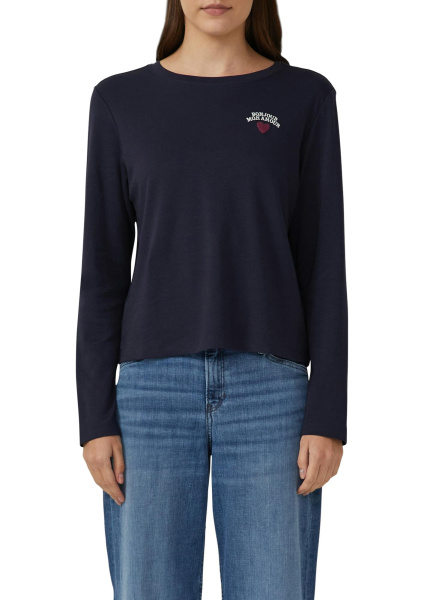 Хлопковый лонгслив с мини-вышивкой  S.Oliver