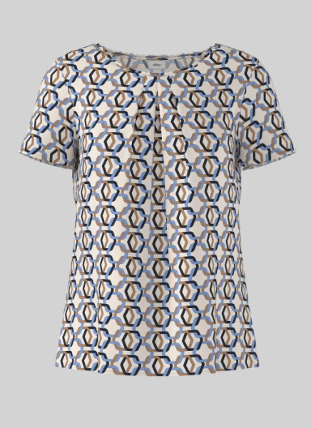 Блуза с коротким рукавом с оригинальным орнаментом S.Oliver