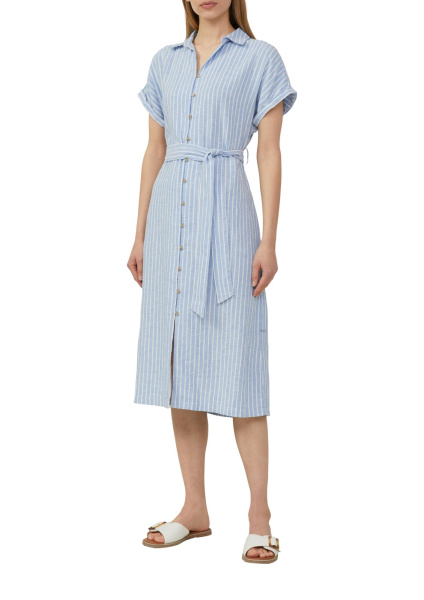 Полосатое платье-миди из льняной ткани S.Oliver