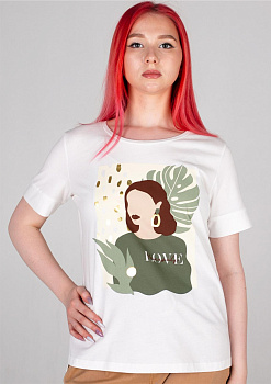 Футболка белая с принтом Comma Ci