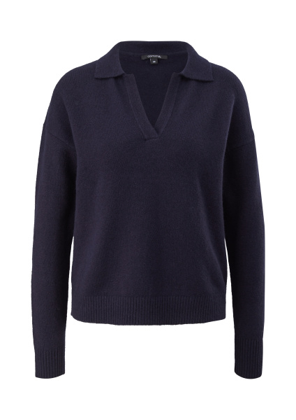 Темно-синий джемпер с отложным воротником Comma