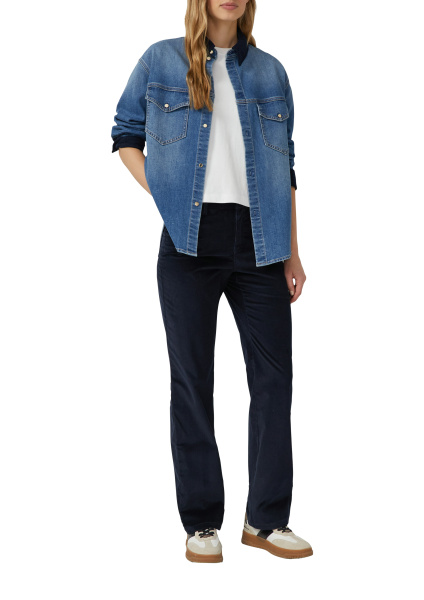 Брюки из тонкого вельвета темно-синего цвета S.Oliver