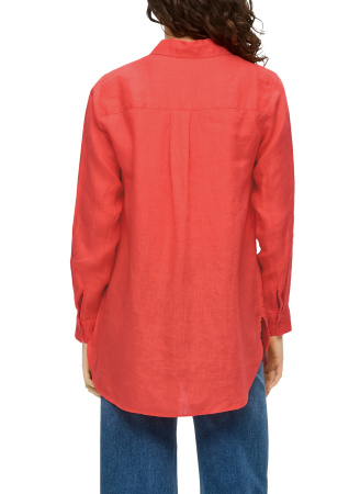 Длинная льняная блуза кораллового цвета S.Oliver