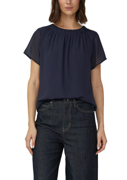 Воздушная шифоновая блузка со сборкой на горловине S.Oliver