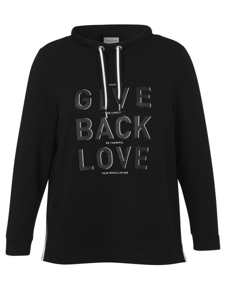 Трикотажный свитшот черного цвета с белой отделкой Via Appia