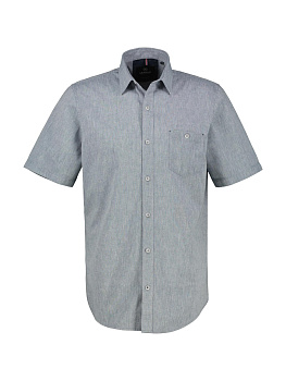 Сорочка из смеси льна и хлопка сине-серая Lerros