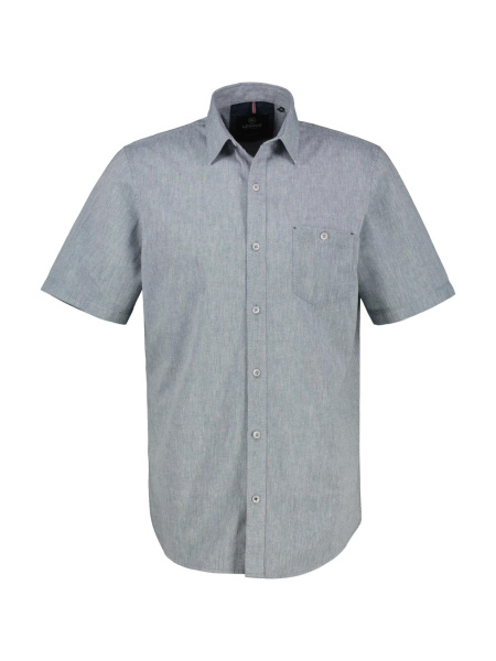 Сорочка из смеси льна и хлопка сине-серая Lerros