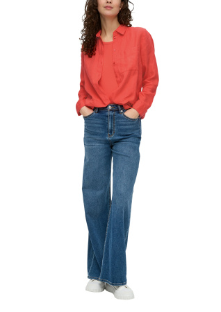 Длинная льняная блуза кораллового цвета S.Oliver