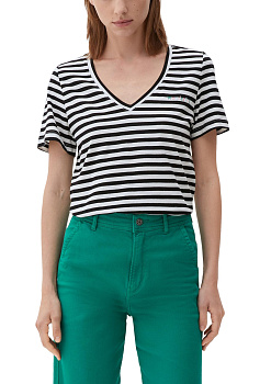 Футболка в полоску с V-образным вырезом  S.Oliver