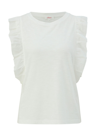 Футболка с оборками белого цвета S.Oliver