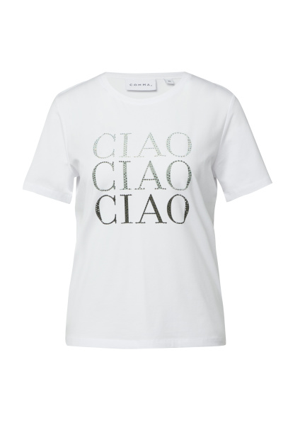 Футболка в с принтом и инкрустацией Comma