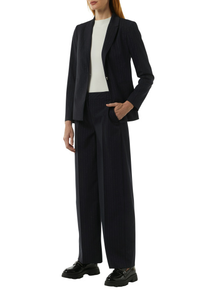 Темно-синие широкие брюки с полоской из люрекса Comma