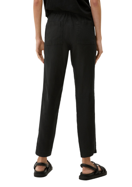 Черные льняные брюки с эластичным поясом S.Oliver