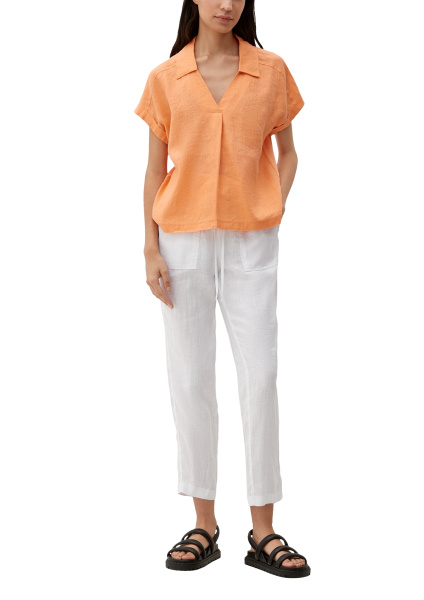 Белые льняные брюки с эластичным поясом S.Oliver