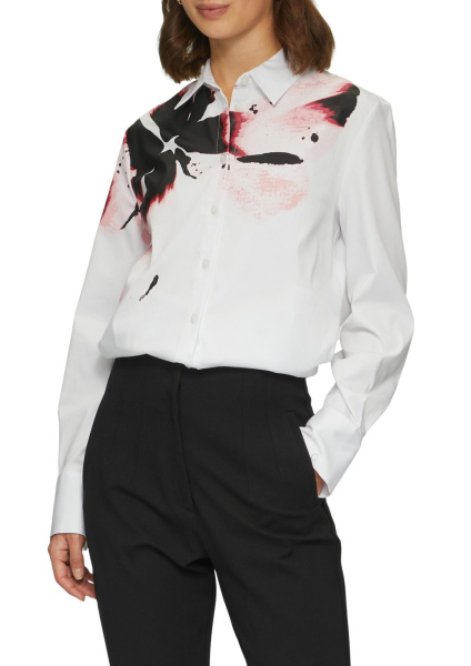 Белая блуза из хлопка с акцентным цветком S.Oliver