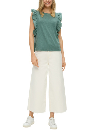 Футболка с оборками цвета петрол S.Oliver