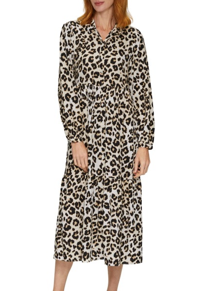 Длинное платье из вискозы с леопардовым узором и воланами S.Oliver