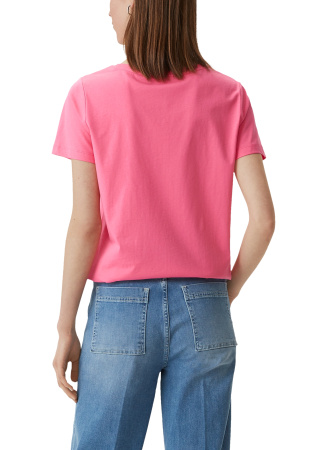 Хлопковая футболка с V-вырезом розовая CommaCi