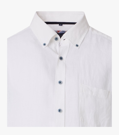 Белая льняная сорочка с коротким рукавом Casa Moda