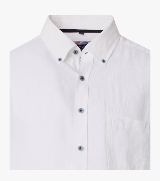 Белая льняная сорочка с коротким рукавом Casa Moda