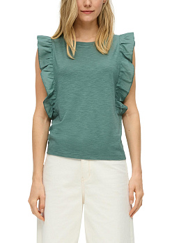 Футболка с оборками цвета петрол S.Oliver