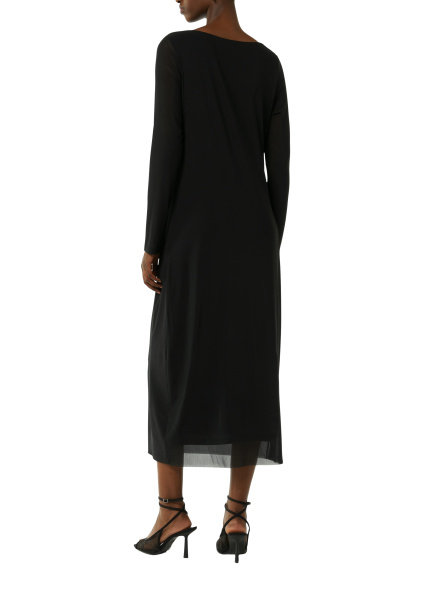 Черное платье-мэш прямого силуэта с горловиной-водопад Comma