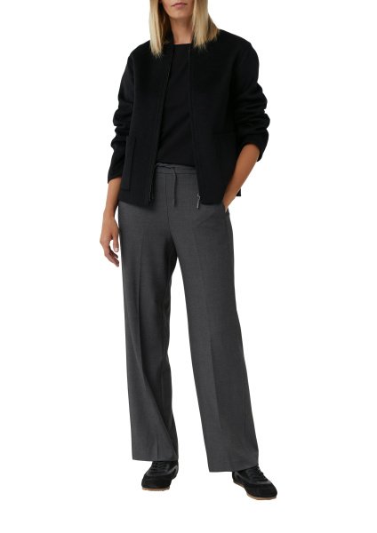 Серые брюки прямого кроя с поясом на завязке Comma 